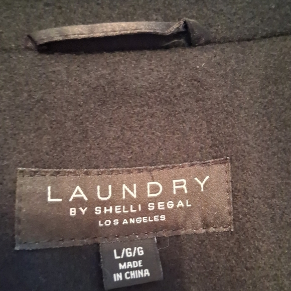 Laundry by Shelli Segal Black Fit-and-Flare Double-Breasted Coat SizeL/ P2P21 - Picture 8 of 12